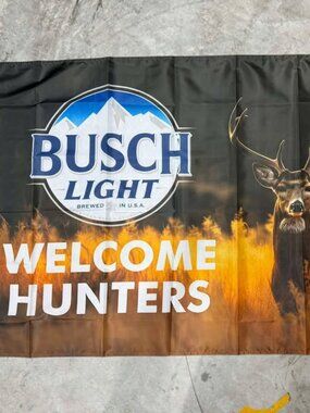 🦌 Busch/Busch Light 'Welcome Deer Hunters' Banner – 3'x5' – Perfect for Outdoor